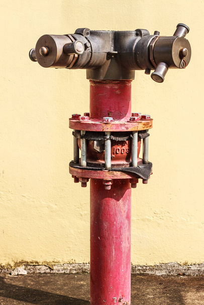 red water pump for fire fighting in close up - Photo, Image