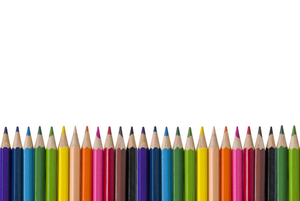 Кольорові олівці на білому тлі
 - Фото, зображення