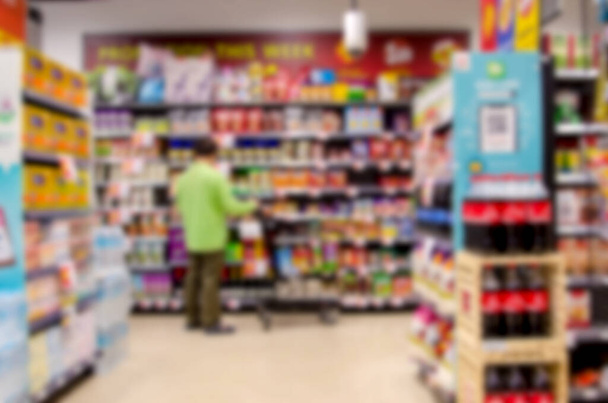 Supermercado borrar as prateleiras para bens e alimentos de fundo - Foto, Imagem