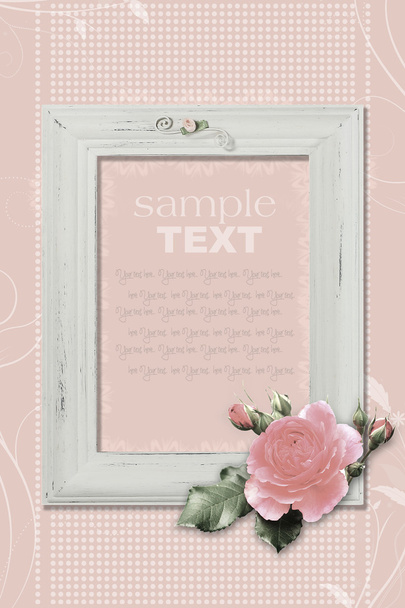 Retro greeting card with pink rose - Фото, зображення