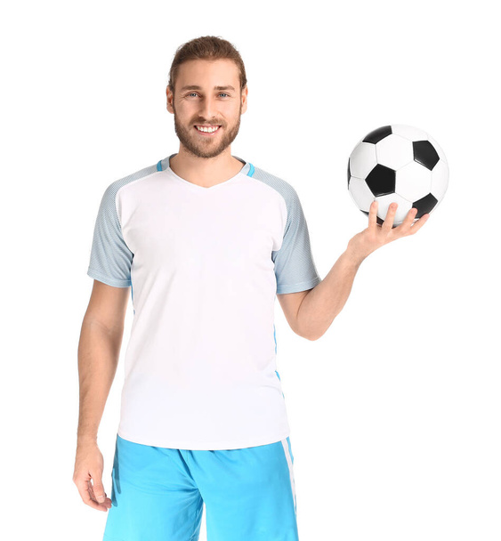 Férfi labdarúgó fehér háttér - Fotó, kép