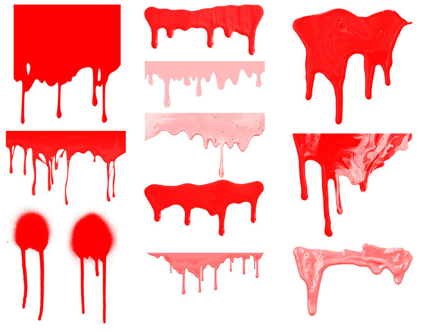 Set of red paint stains isolated on white background - Valokuva, kuva