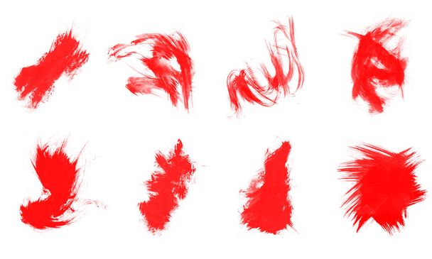 Krásné červené akvarely izolované štětce. Sada červených štětců pro malování - Fotografie, Obrázek