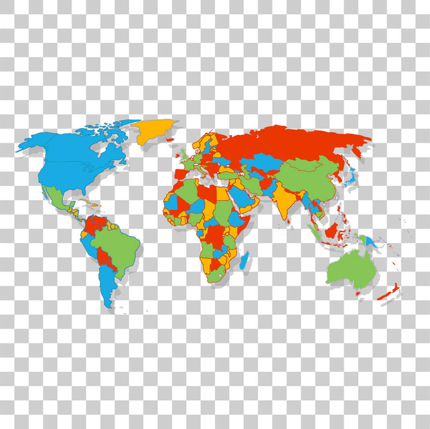 Weltkarte mit transparentem Hintergrund. Vektorillustration - Vektor, Bild