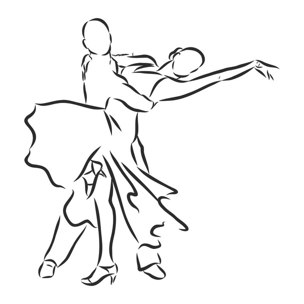 Latin dancing, couple dancing , vector, sketch on a white background - Vector, Image