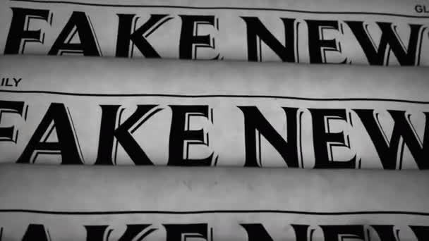 Fake nieuws retro stijl 3d weergave van zwart-wit animatie. Hoax media kranten drukken. Vintage papier media pers productie abstract concept. - Video