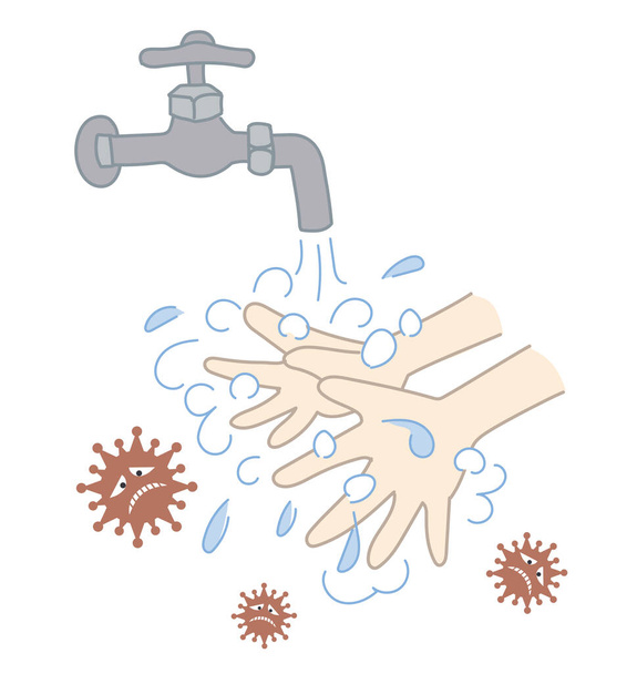 COVID-19 prevence - mytí rukou image - Vektor, obrázek