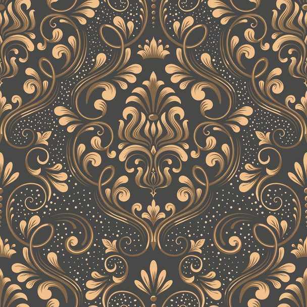 Vector damask seamless pattern element. Classical luxury old fashioned damask ornament, royal victorian seamless texture for wallpapers, textile, wrapping. Exquisite floral baroque template - Vector, imagen