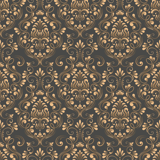 Vector damask seamless pattern background. Classical luxury old fashioned damask ornament, royal victorian seamless texture for wallpapers, textile, wrapping. Exquisite floral baroque template - Wektor, obraz