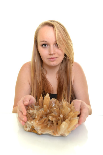 Girl with mineral stone - Photo, Image