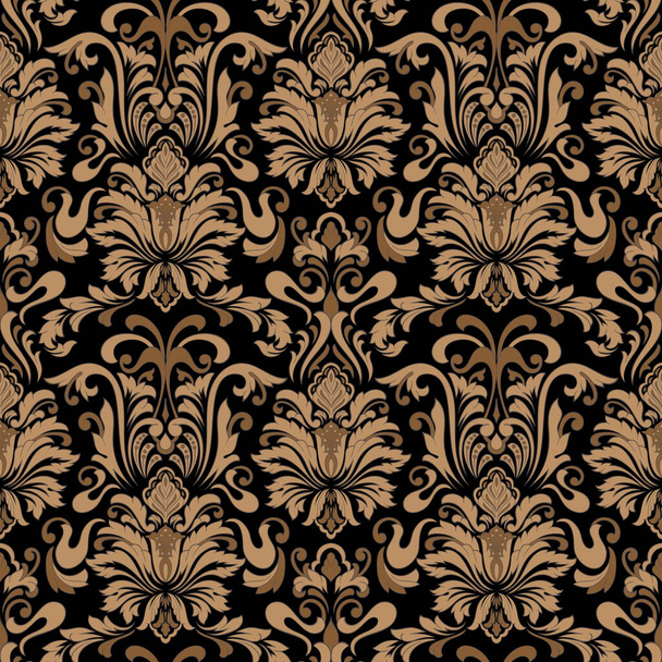 Vector damask seamless pattern background. Classical luxury old fashioned damask ornament, royal victorian seamless texture for wallpapers, textile, wrapping. Exquisite floral baroque template - Vettoriali, immagini
