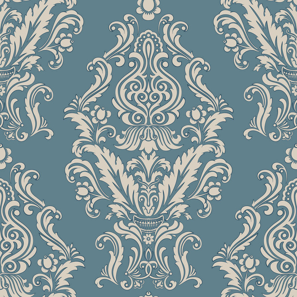 Vector damask seamless pattern element. Classical luxury old fashioned damask ornament, royal victorian seamless texture for wallpapers, textile, wrapping. Exquisite floral baroque template - Vector, imagen