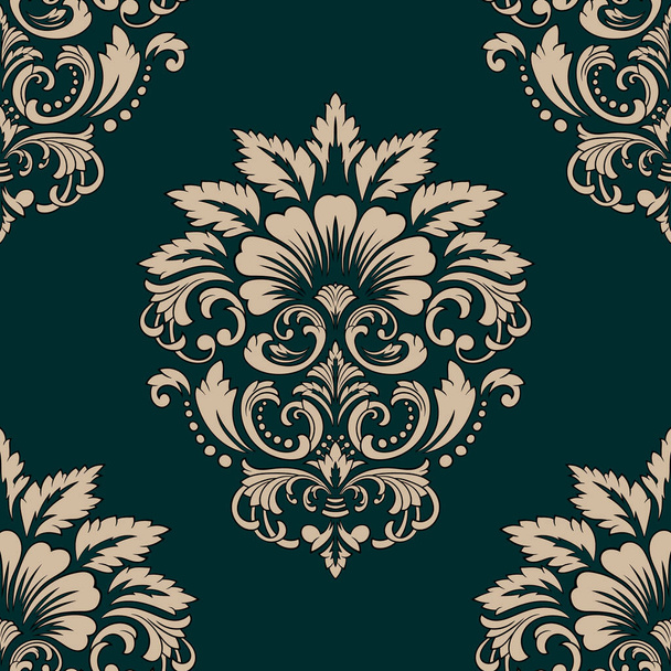Vector damask seamless pattern element. Classical luxury old fashioned damask ornament, royal victorian seamless texture for wallpapers, textile, wrapping. Exquisite floral baroque template - Vektor, obrázek