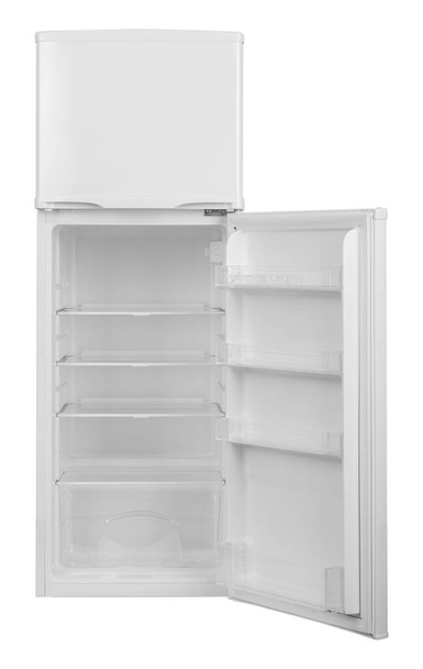 Beyaz Arka Plan Üzerinde İzole Yeni Buzdolabı. Modern Mutfak ve Ev Aletleri - Fotoğraf, Görsel
