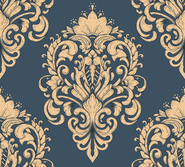 Vector damask seamless pattern element. Classical luxury old fashioned damask ornament, royal victorian seamless texture for wallpapers, textile, wrapping. Exquisite floral baroque template - Vektori, kuva