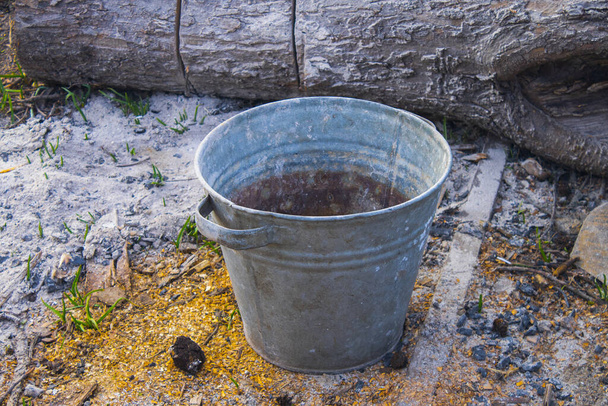 big old rustic iron bucket  - Photo, Image