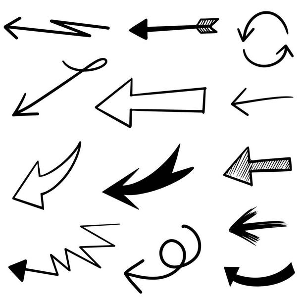 serie di frecce disegnate a mano. Elementi di design scarabocchi vettoriali. Illustrazione su sfondo bianco.per infografica aziendale, banner, web e concept
 - Vettoriali, immagini