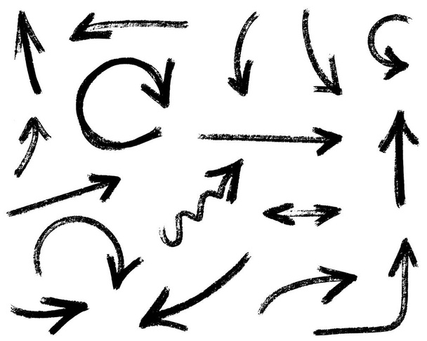 Набір малюнків рук Векторні стрілки каракулі на білому тлі. елемент дизайну Векторні ілюстрації
. - Вектор, зображення