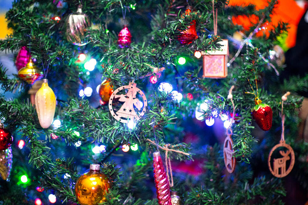 Christmas tree toy ball decoration background - Photo, Image