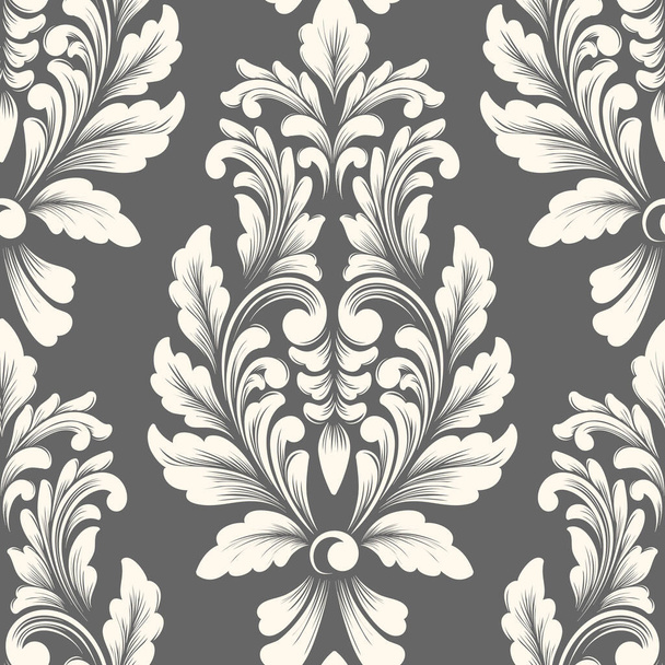 Vector damask seamless pattern element. Classical luxury old fashioned damask ornament, royal victorian seamless texture for wallpapers, textile, wrapping. Exquisite floral baroque template. - Vector, imagen