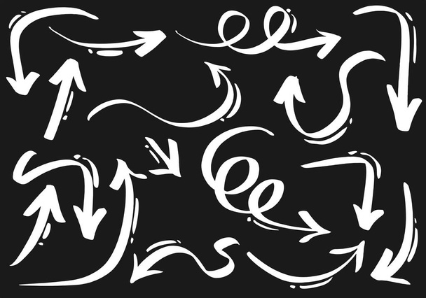 vector de flechas dibujadas a mano con estilo doodle aislado sobre fondo negro para elemento de negocio o diseño decorativo
. - Vector, imagen