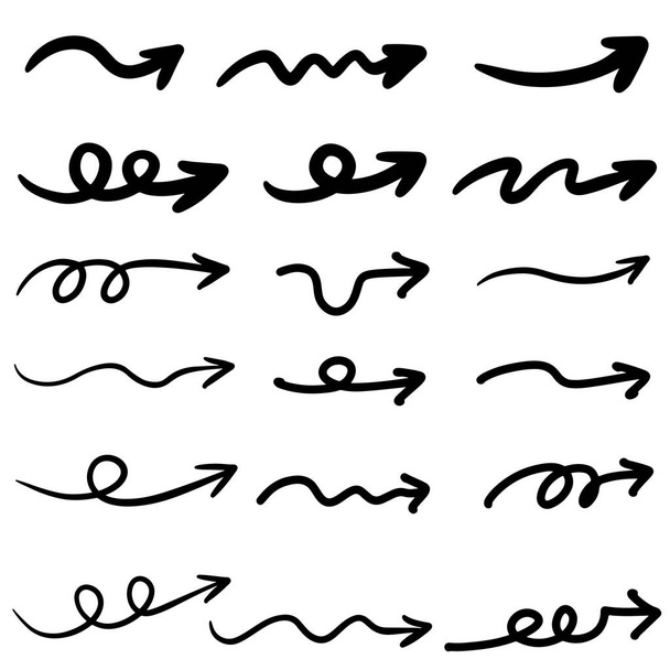 Set of Hand drawn vector arrows  doodle on white background.design element vector illustration. - Vector, Image