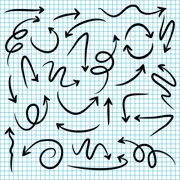 Set kézzel rajzolt vektor nyilak firka a papír hátteren.design elem vektor illusztráció. - Vektor, kép