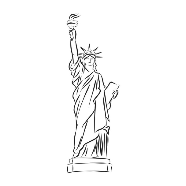 Άγαλμα της Ελευθερίας χειροποίητα διανυσματικά εικονογράφηση ρεαλιστικό σκίτσο - Διάνυσμα, εικόνα