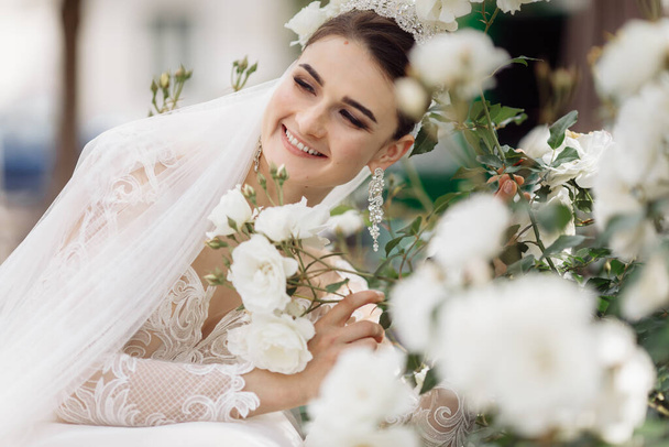 happy beautiful  young bride posing - Fotoğraf, Görsel
