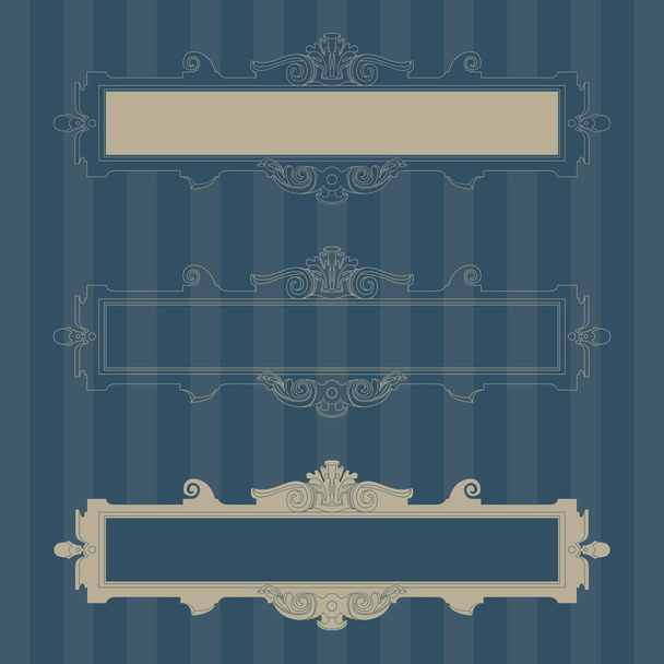 Antique decorative frames. Horizontal blank for inscription. - Vector, Image