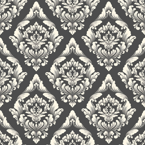 Vector damask seamless pattern background. Classical luxury old fashioned damask ornament, royal victorian seamless texture for wallpapers, textile, wrapping. Exquisite floral baroque template - Vektor, obrázek