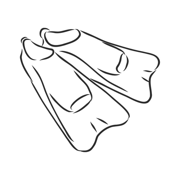 płetwy nurkowe, szkic wektorowy ilustracja - Wektor, obraz