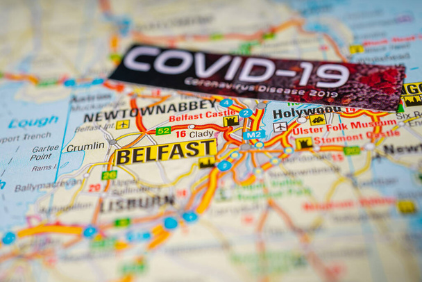 Belfast Coronavirus Covid-19 Kwarantanna w tle - Zdjęcie, obraz
