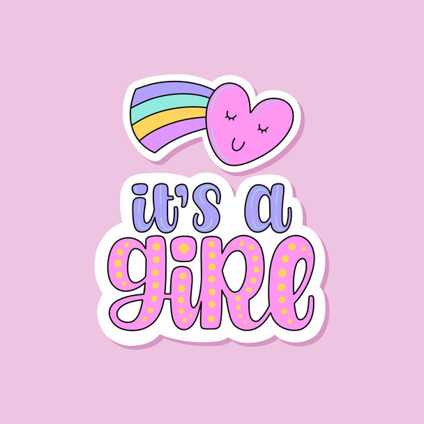 It is a girl. Vector lettering. Design for card, invitation, party and other - Vektör, Görsel
