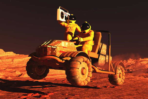 Bild des Mars-Rovers mit Musik 3D-Illustration - Foto, Bild