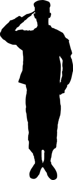 Saluting army soldier's silhouette vector - Vector, Image