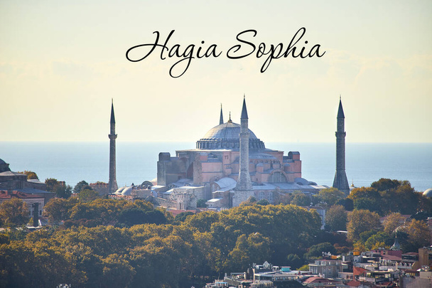 Ayasofya Museum (Hagia Sophia) in Sultan Ahmet park in Eminonu, Istanbul, Turkey - Photo, Image