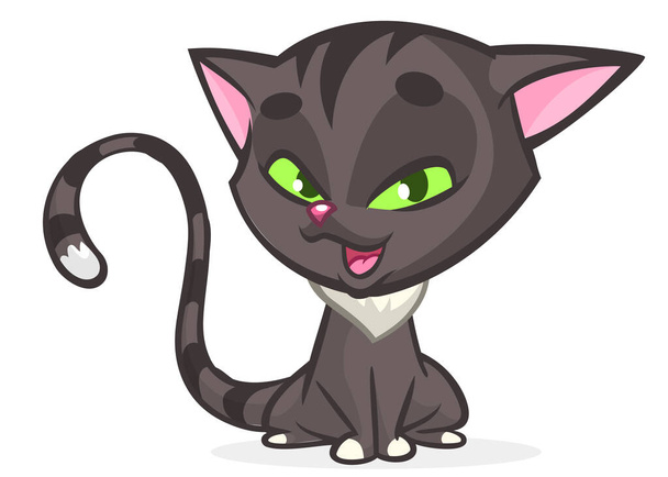Cartoon witch black cat illustration. Vector isolated. Halloween design - Vektor, Bild