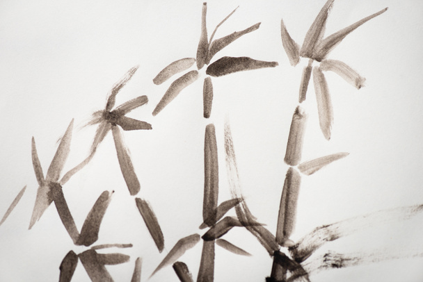 Japanese painting with bamboo on white - 写真・画像