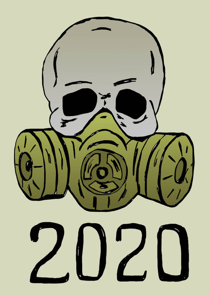 Череп 2020 року з безпечною маскою
 - Фото, зображення