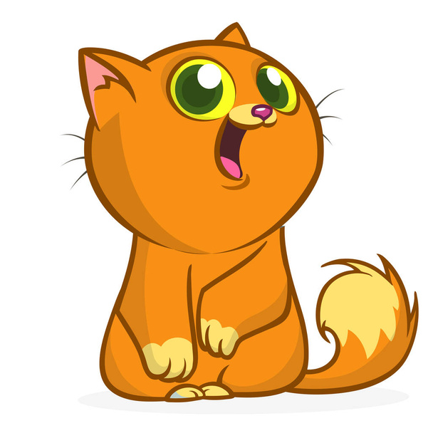 Cute and funny cartoon cat. Vector illustration - Vektör, Görsel