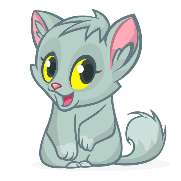 Cute and funny cartoon cat. Vector illustration - Vetor, Imagem