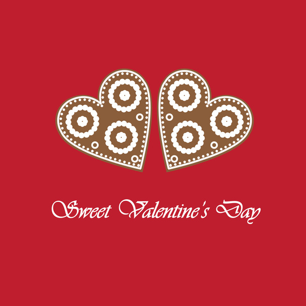 Elegante Karte mit Lebkuchenherz zum Valentinstag - Vektor, Bild