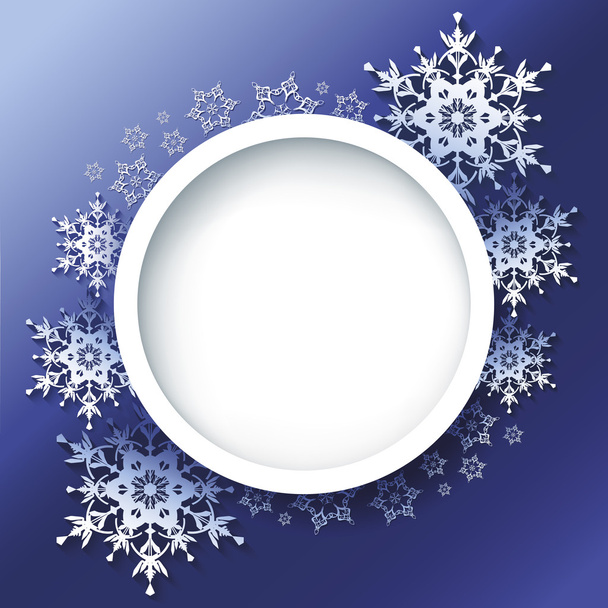 Winter background, frame with 3d ornate snowflakes - Вектор, зображення