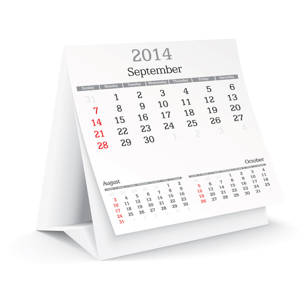 Septiembre 2014 - Calendario
 - Vector, Imagen