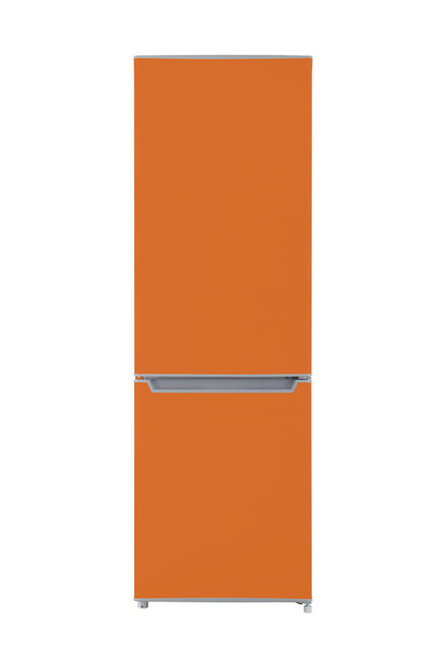 Nuovo frigorifero arancione isolato su sfondo bianco. Cucina moderna ed elettrodomestici principali
 - Foto, immagini