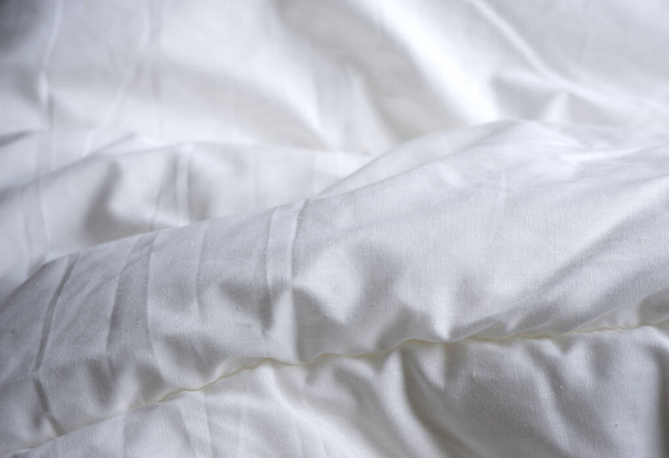 White texture of the blanket. Beautiful advertising background. Minimalism. Coziness - Photo, Image