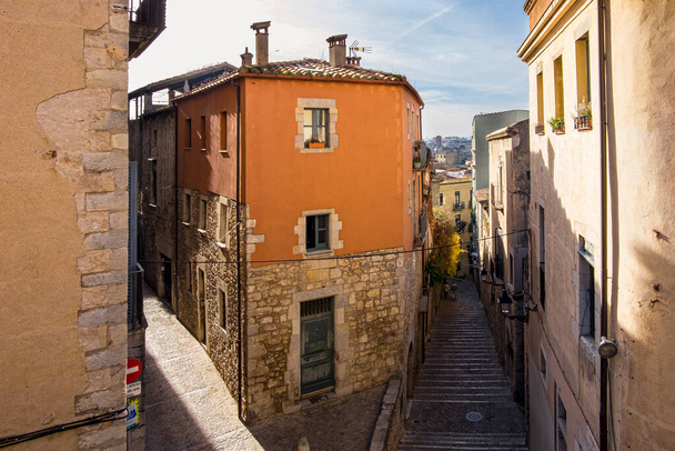 Girona city historical center in Catalonia, Spain - Fotoğraf, Görsel