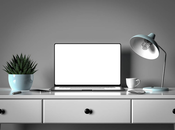 Modern laptop with blank screen on table - Foto, Bild