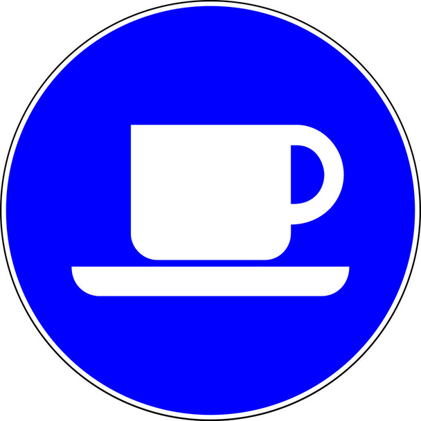 Café disponível sinal azul no fundo branco
 - Foto, Imagem